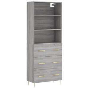 vidaXL Buffet haut Sonoma gris 69 5x34x180 cm Bois d'ingénierie