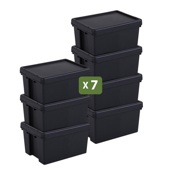 Pack and Move - Lot 7 Boîtes Stockage Plastique - 29 x 38 5 x 21 cm - 380KG Max - Stockage  Outils  Bricolage - Ultra Résistant - Réutilisable - 16L