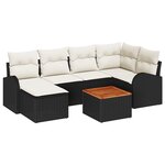 vidaXL Ensemble de canapé de jardin 7 Pièces Noir  blanc Grand