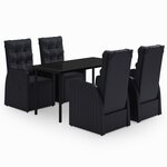 vidaXL Ensemble à manger de jardin avec coussins 5 Pièces Noir