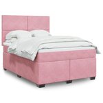 vidaXL Sommier à lattes de lit avec matelas Rose 140x200 cm Velours