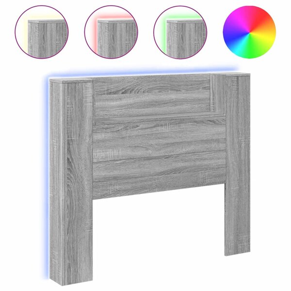 vidaXL Armoire tête de lit avec LED sonoma gris 120x16 5x103 5 cm