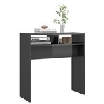 vidaXL Table console Gris brillant 78x30x80 cm Aggloméré