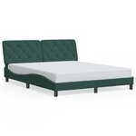 vidaXL Cadre de lit avec LED sans matelas vert foncé 160x200 cm velours