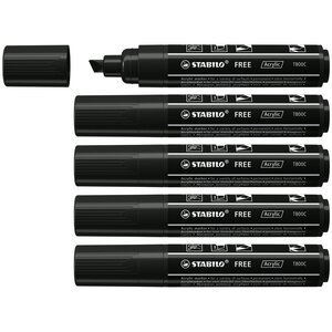 Marqueur pointe large FREE acrylic T800C noir x 5 STABILO