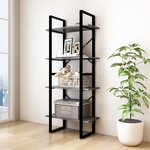 vidaXL Bibliothèque à 4 niveaux Gris 60x30x140 cm Bois de pin massif