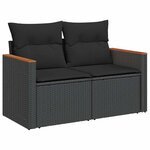 vidaXL Salon de jardin avec coussins 9 Pièces noir résine tressée acacia