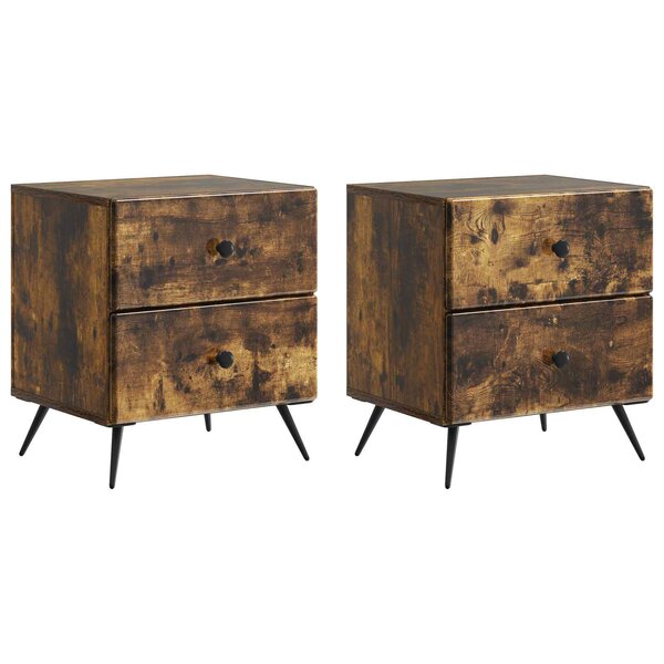 vidaXL Cabinet de chevet 2 Pièces Chêne fumé 43 x 34 5 x 47 5 cm