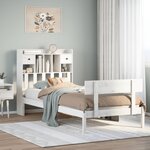 vidaXL Lit bibliothèque sans matelas blanc 90x200cm bois de pin massif