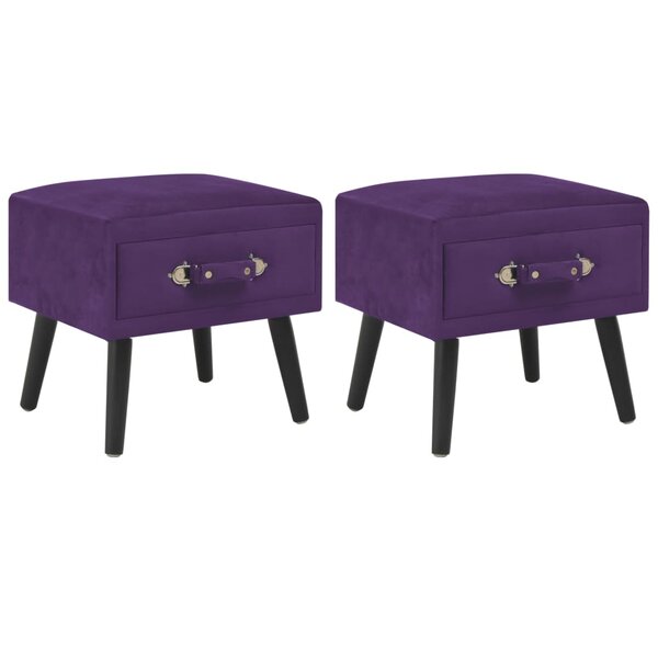 vidaXL Tables de chevet 2 Pièces Violet foncé 40x35x40 cm Velours