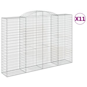 vidaXL Paniers à gabions arqués 11 Pièces 300x50x200/220 cm Fer galvanisé