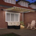 vidaXL Auvent Rétractable Vert et jaune 350 x 250 cm Tissu et acier