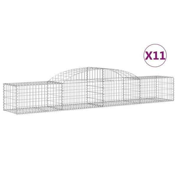 vidaXL Paniers à gabions arqués 11 Pièces 300x50x40/60 cm fer galvanisé