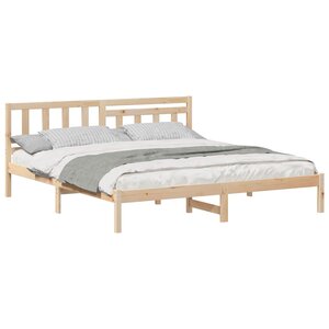 vidaXL Cadre de lit avec tête de lit Marron 160 x 200 cm Pin massif