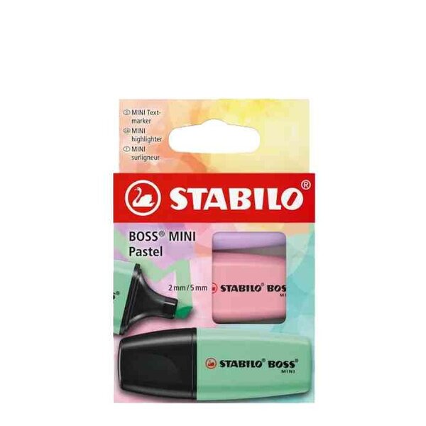 Surligneur BOSS MINI Pastel  étui carton de 3 STABILO