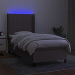 vidaXL Sommier à lattes de lit matelas et LED Taupe 90x200 cm Tissu