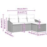 vidaXL Ensemble de Canapés avec coussin 4 Pièces Marron polyrotin