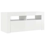 vidaXL Meuble TV avec lumières LED blanc brillant 90x35x40 cm