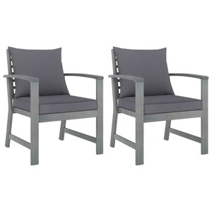 vidaXL Chaises de jardin lot de 2 avec coussins gris foncé Bois acacia