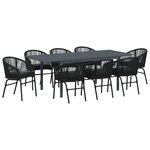 Ensemble de salle à manger jardin 10 pièces avec coussins en poly rotin noir vidaXL