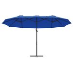 vidaXL Parasol cantilever de jardin bleu azur 372 x 198 x 253 cm