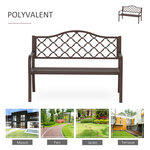 Banc 3 places de jardin terrasse style rural chic 128L x 60l x 89H cm métal époxy anticorrosion fonte brun