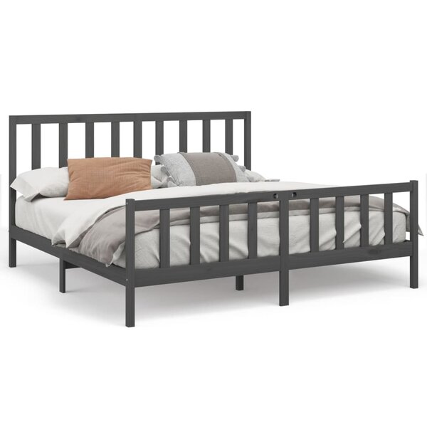 vidaXL Cadre de lit sans matelas gris 200x200 cm bois massif de pin