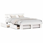 vidaXL Cadre de lit avec tiroir Blanc 140 x 200 cm Bois massif en pin
