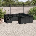 vidaXL Salon de jardin 11 Pièces avec coussins noir résine tressée