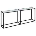 vidaXL Table console Marbre blanc 200x35x75 5 cm Verre trempé