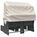 vidaXL Canapé de jardin 2 places avec auvent et tabourets noir rotin