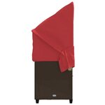 vidaXL Chaise longue avec auvent et coussins marron résine tressée