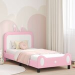 vidaXL Cadre de lit pour enfants avec tête de lit Rose 90 x 200 cm PU