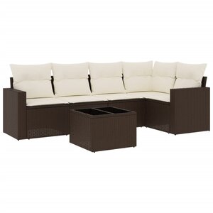 vidaXL Salon de jardin avec coussins 6 Pièces marron résine tressée