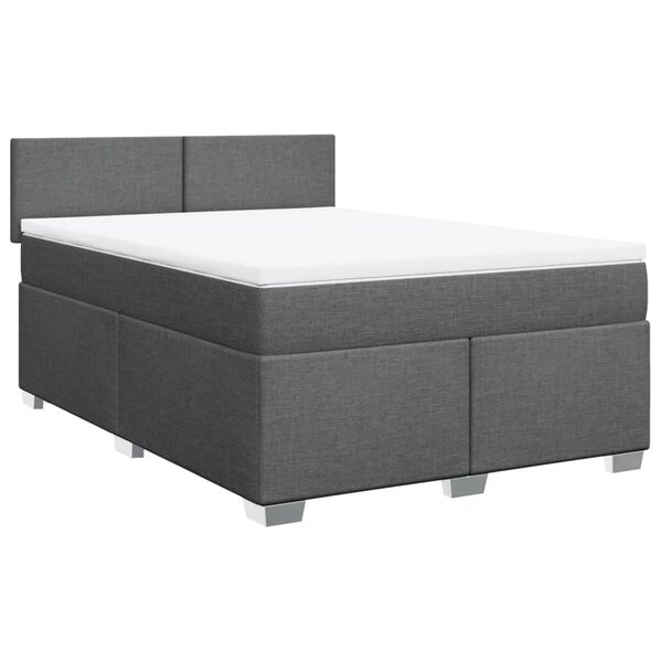vidaXL Sommier à lattes de lit avec matelas Gris foncé 160x200cm Tissu