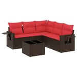 vidaXL Salon de jardin 6 Pièces avec coussins marron résine tressée