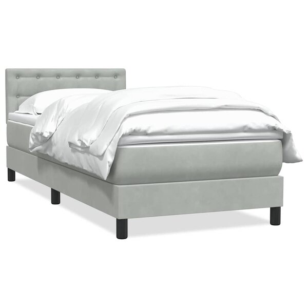 vidaXL Sommier à lattes de lit et matelas gris clair 90x220 cm velours