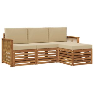 vidaXL Ensemble de canapés d'extérieur 4 Pièces Naturel et Beige