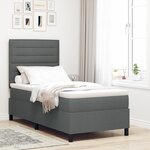 vidaXL Lit à ressorts avec matelas et lumière LED gris foncé  80 x 200 cm en tissu