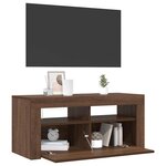 vidaXL Meuble TV avec lumières LED Chêne marron 90x35x40 cm