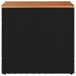 vidaXL Table d'appoint de jardin avec plateau en bois noir 58 x 27 5 x 55 cm en résine tressée
