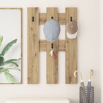 vidaXL Porte-manteau mural chêne artisanal 65 x 3 x 100 cm
