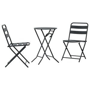 vidaXL Ensemble bistrot 3 Pièces Anthracite Acier