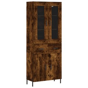 vidaXL Buffet haut Chêne fumé 69 5x34x180 cm Bois d'ingénierie