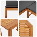 Ensemble Bistro de Jardin 3 Pièces avec Coussins en Bois d'Acacia Massif