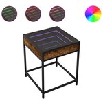 vidaXL Table de chevet avec LED infini chêne fumé 40x40x51 cm