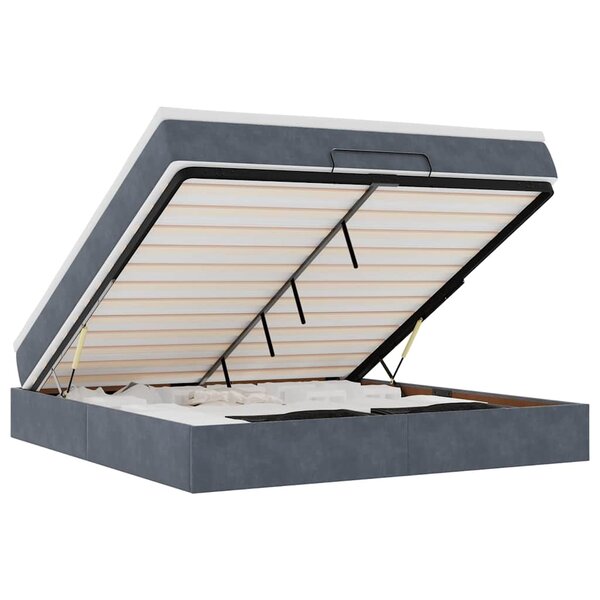 VidaXL Cadre de lit ottoman avec matelas gris foncé 180x200 cm velours