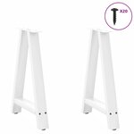 vidaXL Pieds de table à manger en forme de A 2 pièces Blanc 60 x (72-73) cm Acier