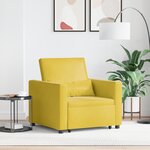 vidaXL Sofa lit convertible 3-en-1 jaune en velours
