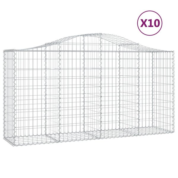 vidaXL Paniers à gabions arqués 10 Pièces 200x50x100/120 cm fer galvanisé